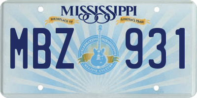MS license plate MBZ931