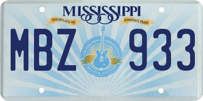 MS license plate MBZ933
