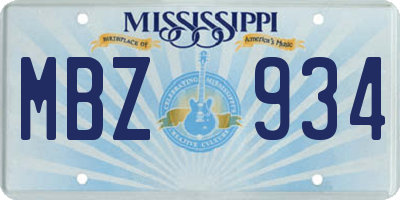 MS license plate MBZ934
