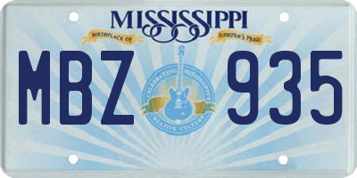MS license plate MBZ935