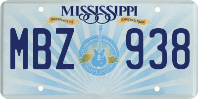MS license plate MBZ938