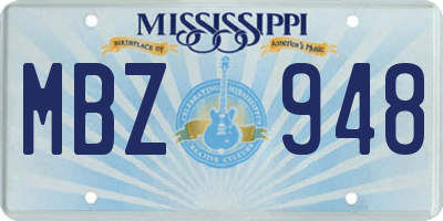 MS license plate MBZ948
