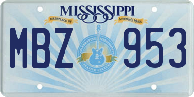 MS license plate MBZ953
