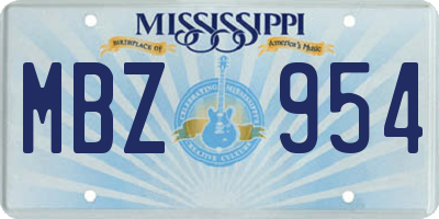 MS license plate MBZ954