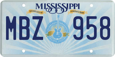 MS license plate MBZ958