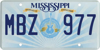 MS license plate MBZ977