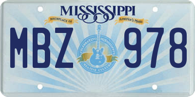 MS license plate MBZ978