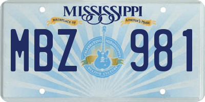 MS license plate MBZ981