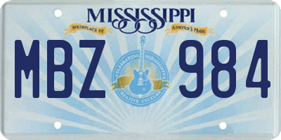 MS license plate MBZ984