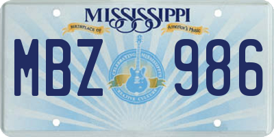 MS license plate MBZ986