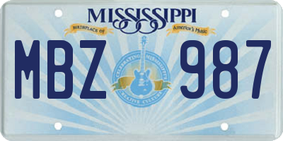 MS license plate MBZ987
