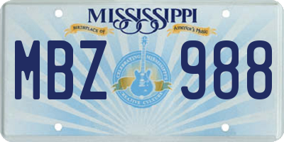 MS license plate MBZ988