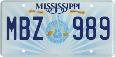 MS license plate MBZ989