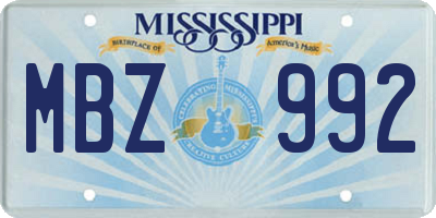 MS license plate MBZ992