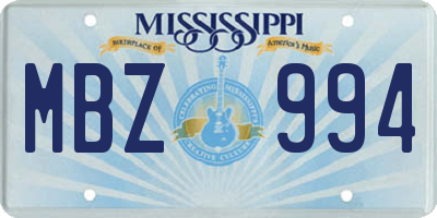 MS license plate MBZ994