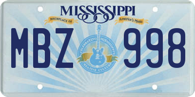 MS license plate MBZ998