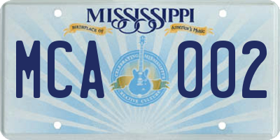 MS license plate MCA002