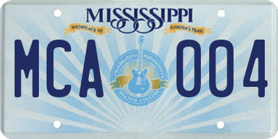 MS license plate MCA004