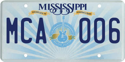 MS license plate MCA006