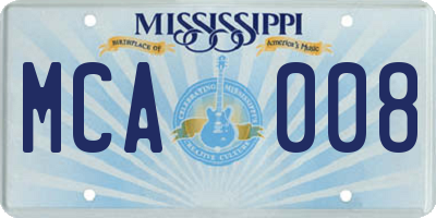 MS license plate MCA008