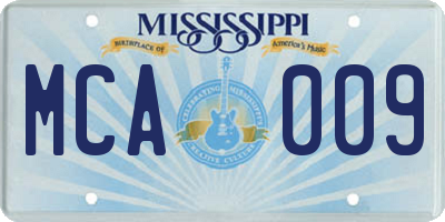 MS license plate MCA009