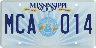 MS license plate MCA014