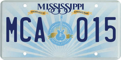 MS license plate MCA015