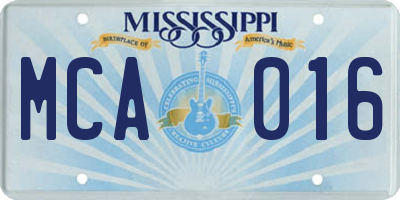MS license plate MCA016