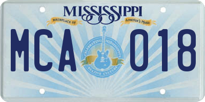 MS license plate MCA018