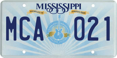MS license plate MCA021