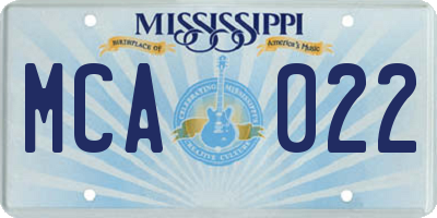 MS license plate MCA022