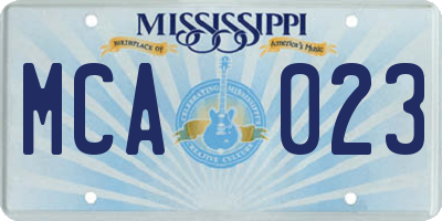 MS license plate MCA023