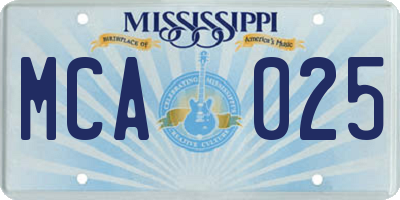 MS license plate MCA025