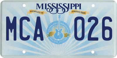 MS license plate MCA026