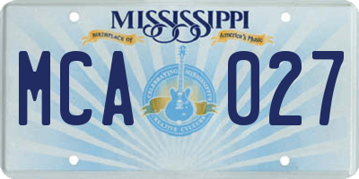MS license plate MCA027