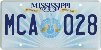 MS license plate MCA028