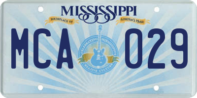 MS license plate MCA029