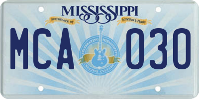 MS license plate MCA030
