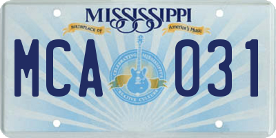 MS license plate MCA031
