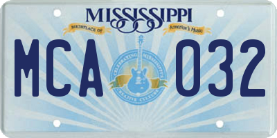 MS license plate MCA032
