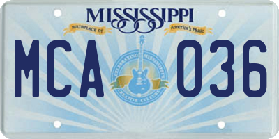MS license plate MCA036