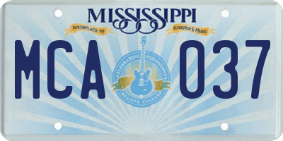 MS license plate MCA037