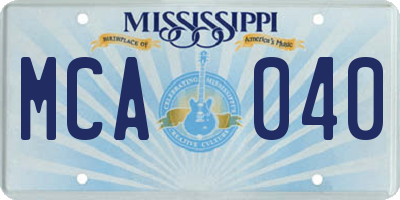 MS license plate MCA040