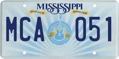 MS license plate MCA051