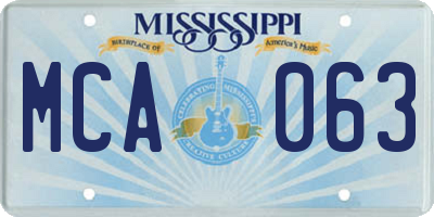 MS license plate MCA063