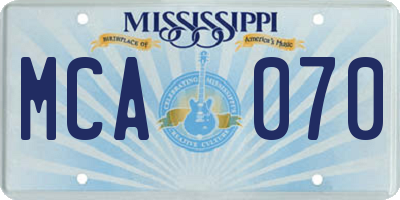 MS license plate MCA070