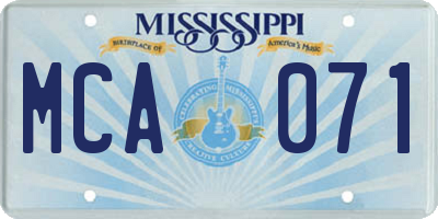 MS license plate MCA071