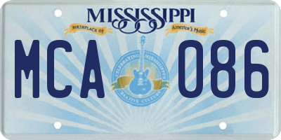 MS license plate MCA086