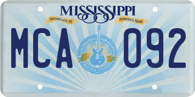 MS license plate MCA092