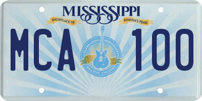 MS license plate MCA100